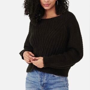 🔥Free People Black Chunky Knit Carter Pullover Sweater Size XS